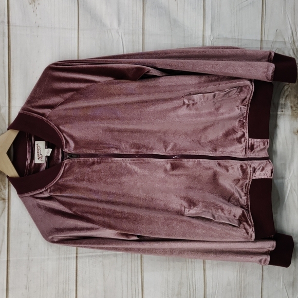 𝅺ARIZONA Jean Co. Burgundy Full Zip Jacket, Juniors Size Large - Picture 1 of 12